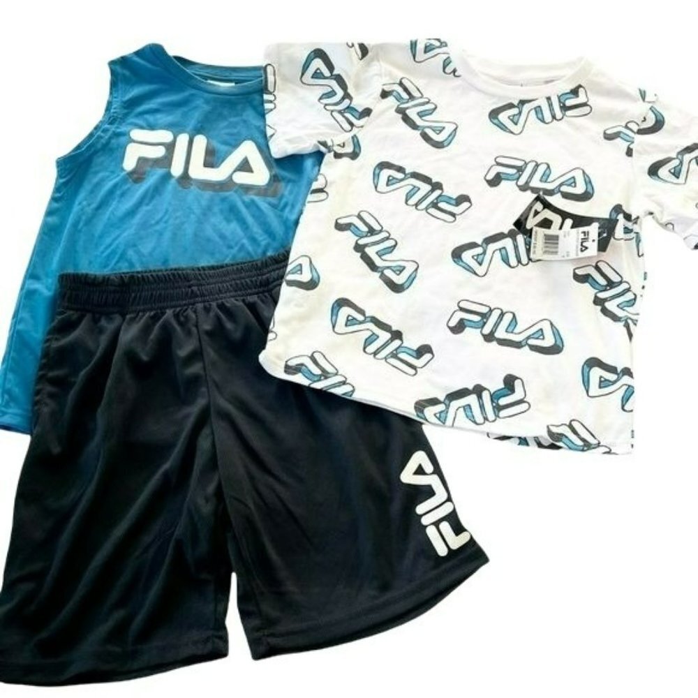 Fila 3 Piece Shorts Tank Top Tee Set New Size 5/6